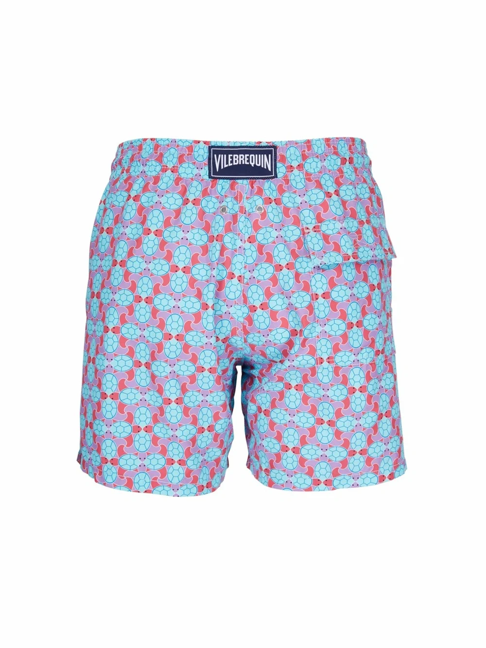 Vilebrequin Men’s M Turtle Print Swim Trunks Pink Blue Moorea St Tropez Surfcore